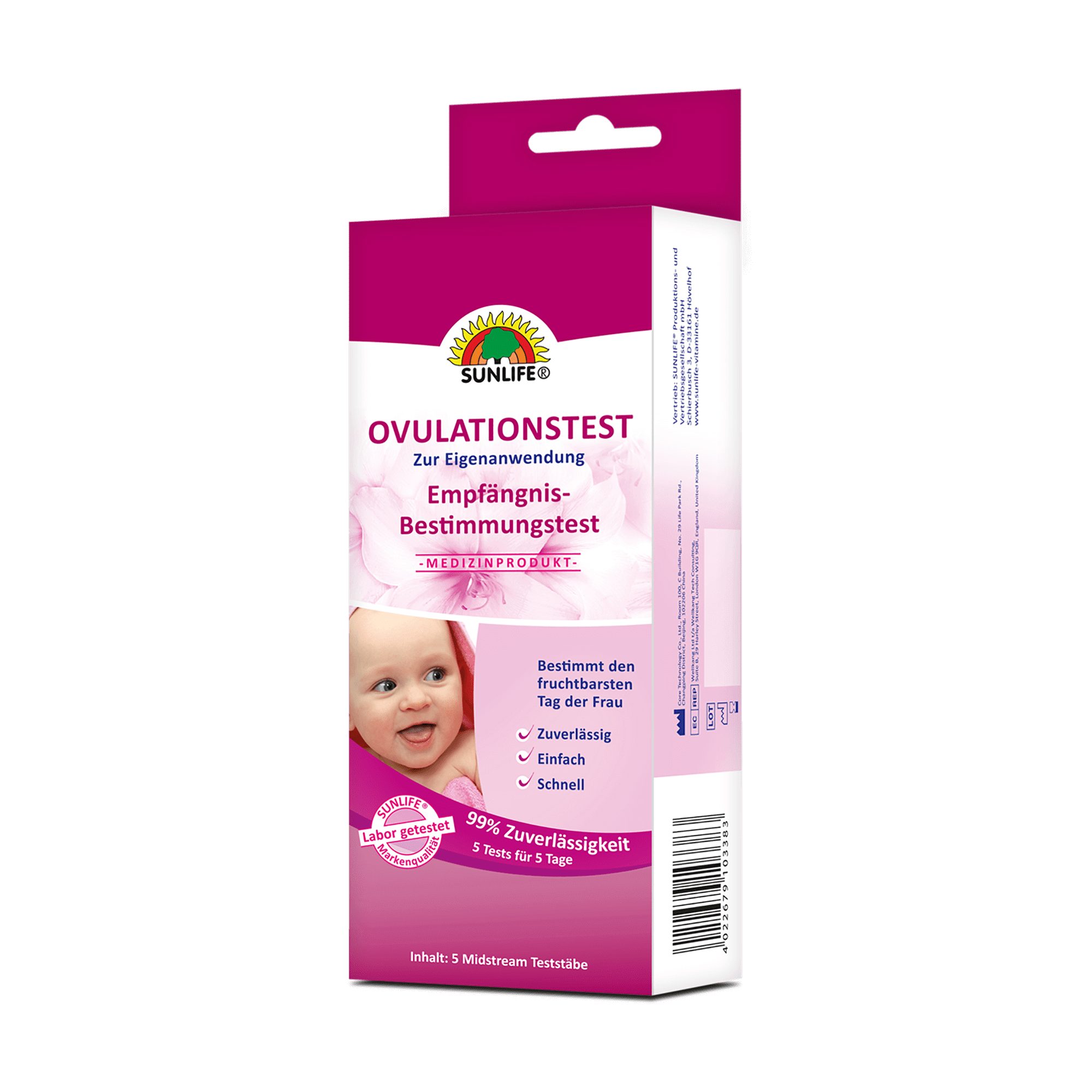 SUNLIFE Ovulationstest SUNLIFE® Ovulationstest 5 Stk Schnell-Teststäbchen Fruchtbarkeitstest