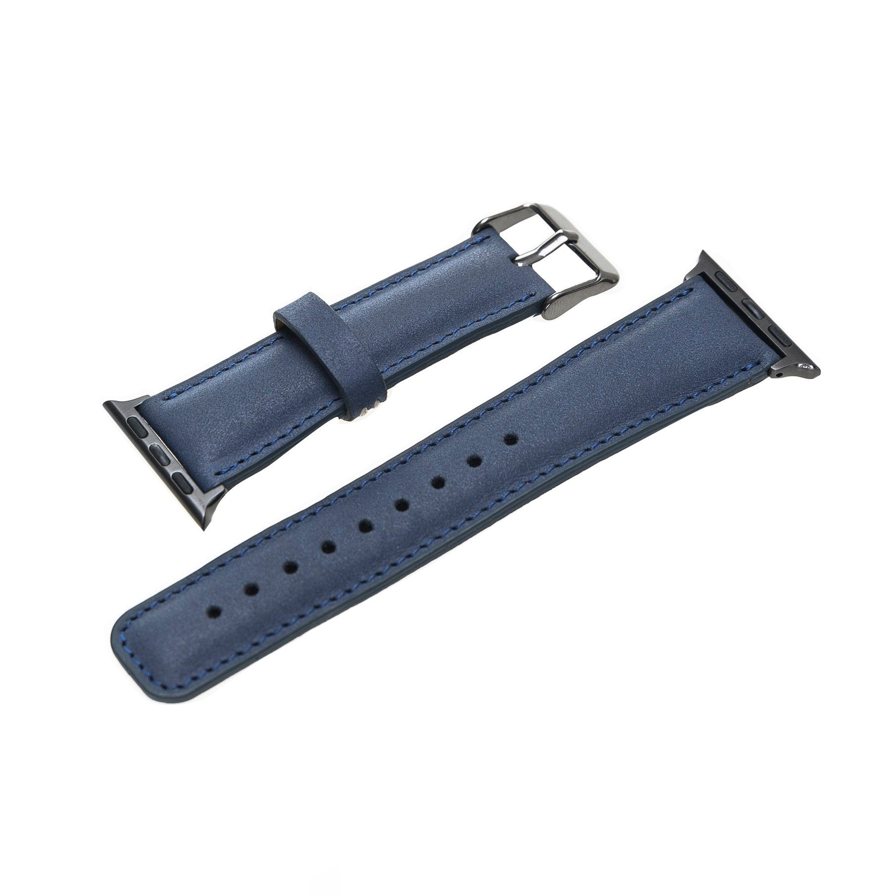 Uhrenarmband Apple Echtleder Watch Ersatzarmband Renna Ultra/9/8/7SE/6-1 Blau Leather für Matt Series Band