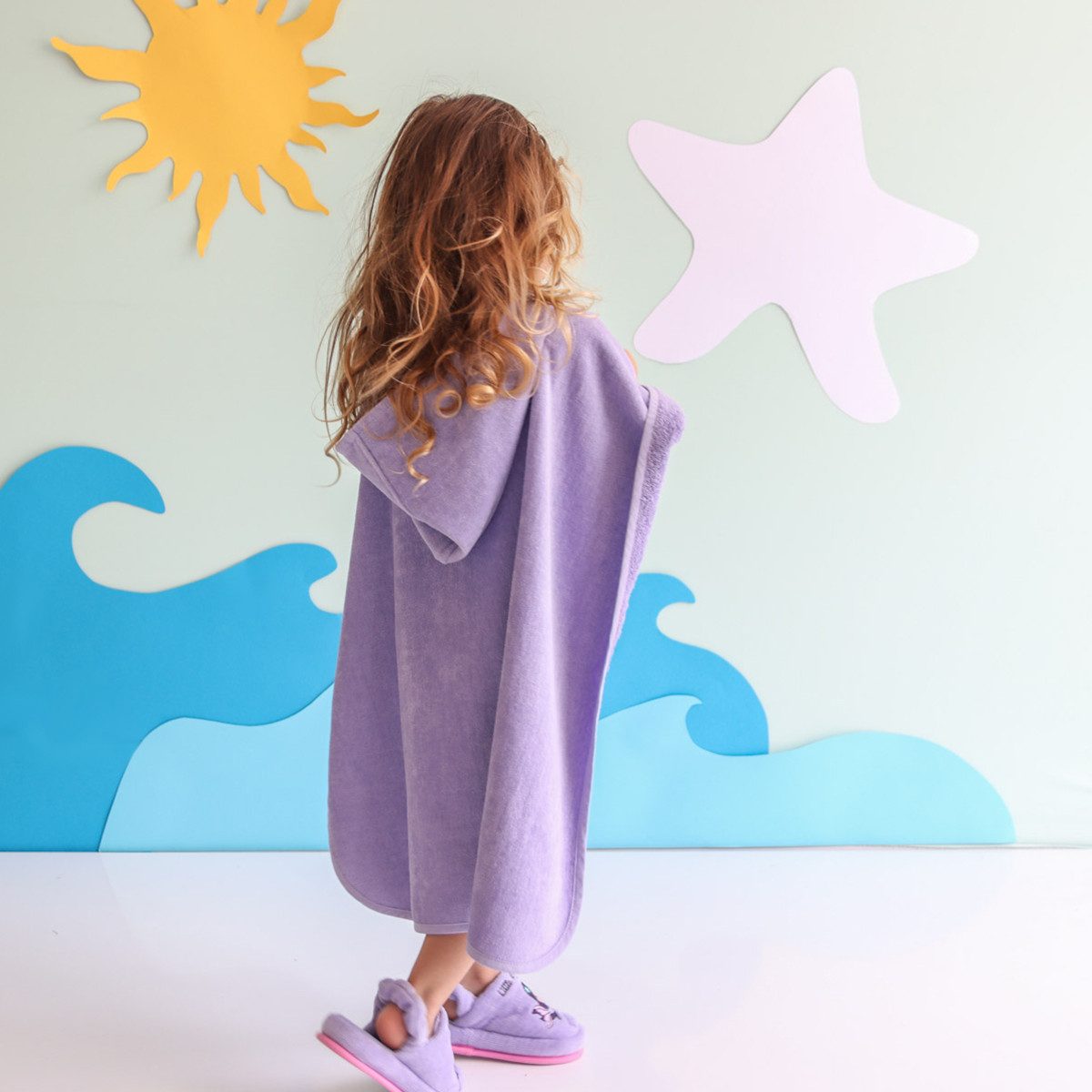 MILK&MOO Poncho Milk&Moo Little Mermaid Badeponcho für Kinder – Lila, weich & saugfähi (1-St)