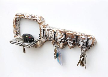 DanDiBo Schlüsselbrett Schlüsselbrett mit Ablage Holz Schlüsselboard Schlüsselhaken handgemacht 1101 Bügel Holzschlüssel