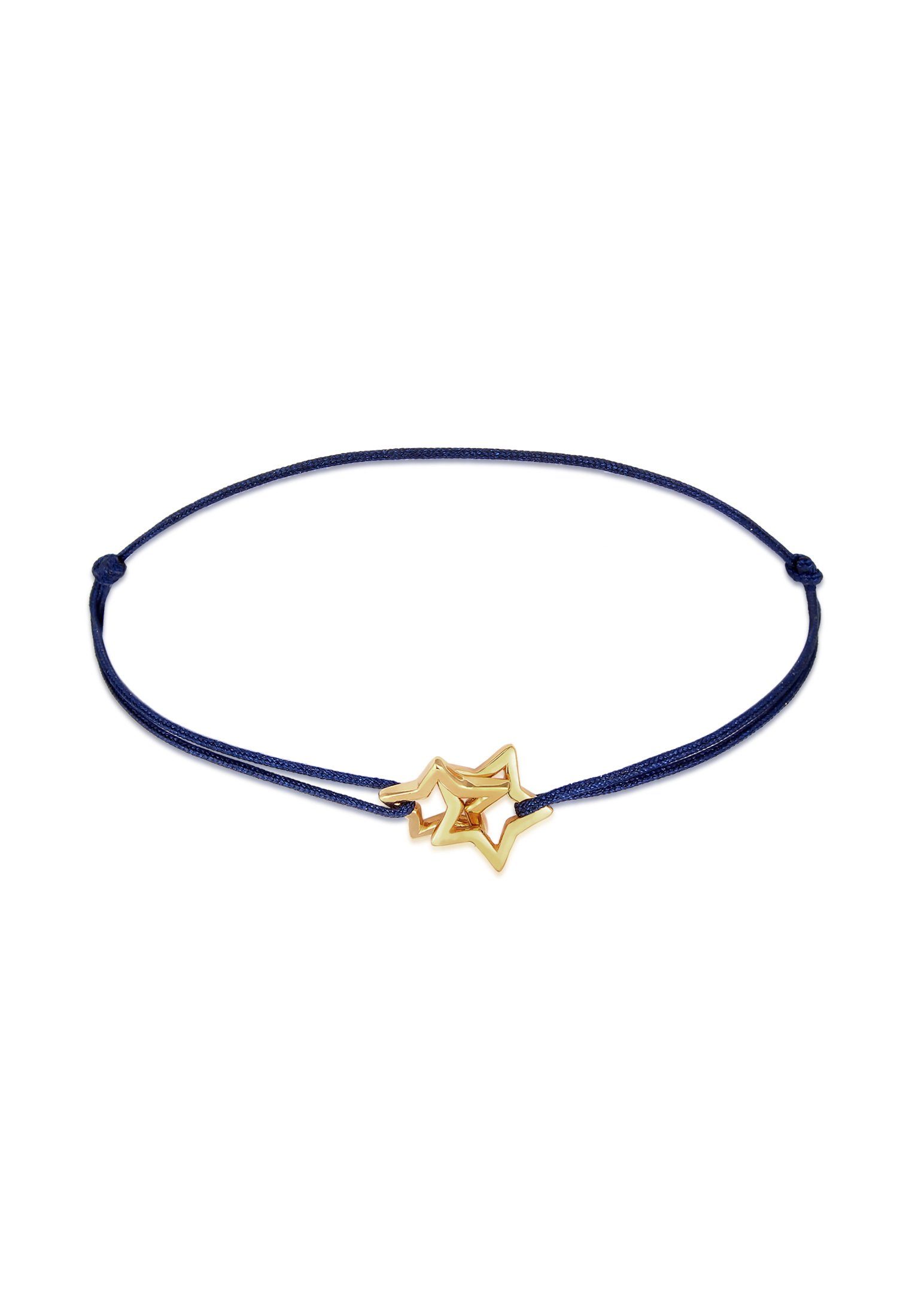 Armband Stern Nylon 925 Sterling Silber vergoldet