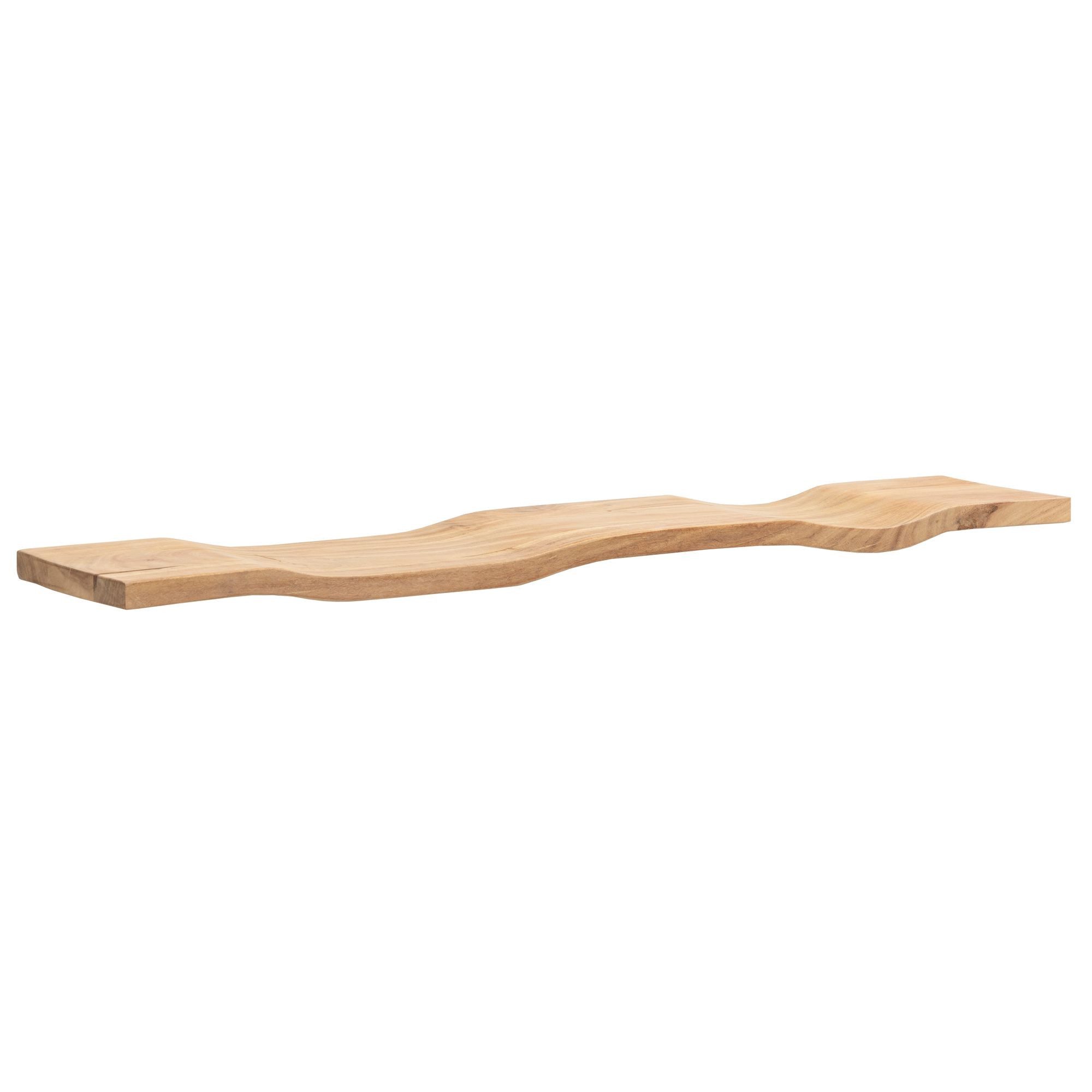 Wohnling Wandregal WL7.398 Wandregal Akazie Massivholz 100cm in moderner Wellenform, Elegantes Regalbrett mit geschwungener Form, Handgefertigt aus Akazienholz