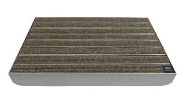Fußmatte EMCO Eingangsmatte DIPLOMAT Large Rips sand + ALU Bodenwanne Fußmatte Schuhabstreifer Fußabstreifer, Emco, rechteckig, Höhe: 80 mm, für den Innenbereich und überdachten Außenbereich