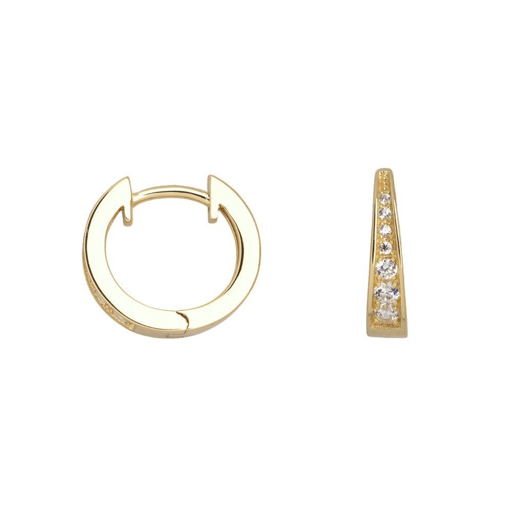 XENOX Paar Серьги-кольца Серьги-кольца Damen Zirkonia 925 Sterlingsilber Vergoldet 13mm XS8659G