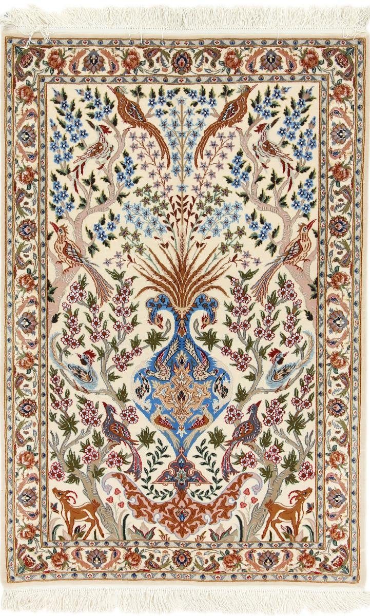 Orientteppich Isfahan Seidenkette 83x125 Handgeknüpfter Orientteppich, Nain Trading, rechteckig, Höhe: 6 mm