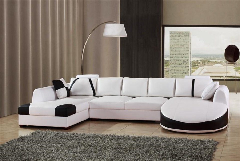 JVmoebel Ecksofa Ecksofa Ledersofa Polster Form, in Wohnlandschaft U Sofa Made Europe Couch