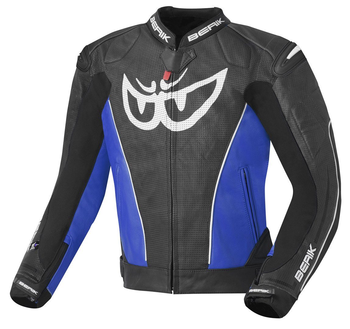 Berik Motorradjacke Street Motorrad Lederjacke Black/Blue