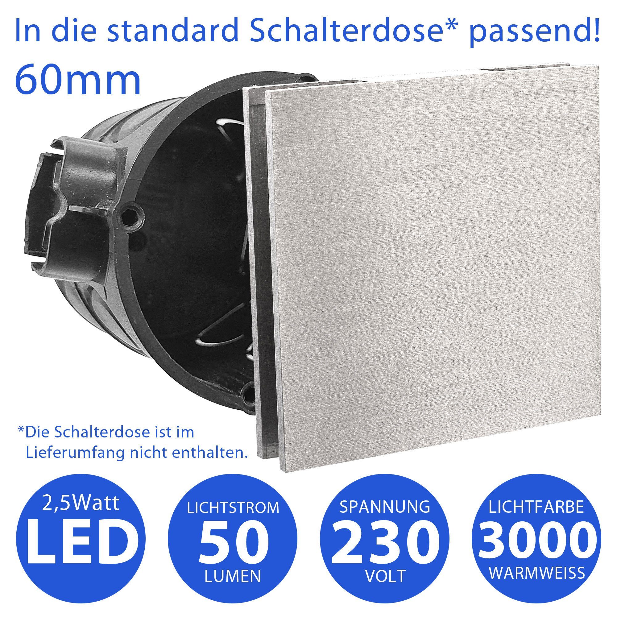 Maxkomfort LED Wandstrahler F45, LED fest integriert, 3000K, Warmweiß, Treppenbeleuchtung