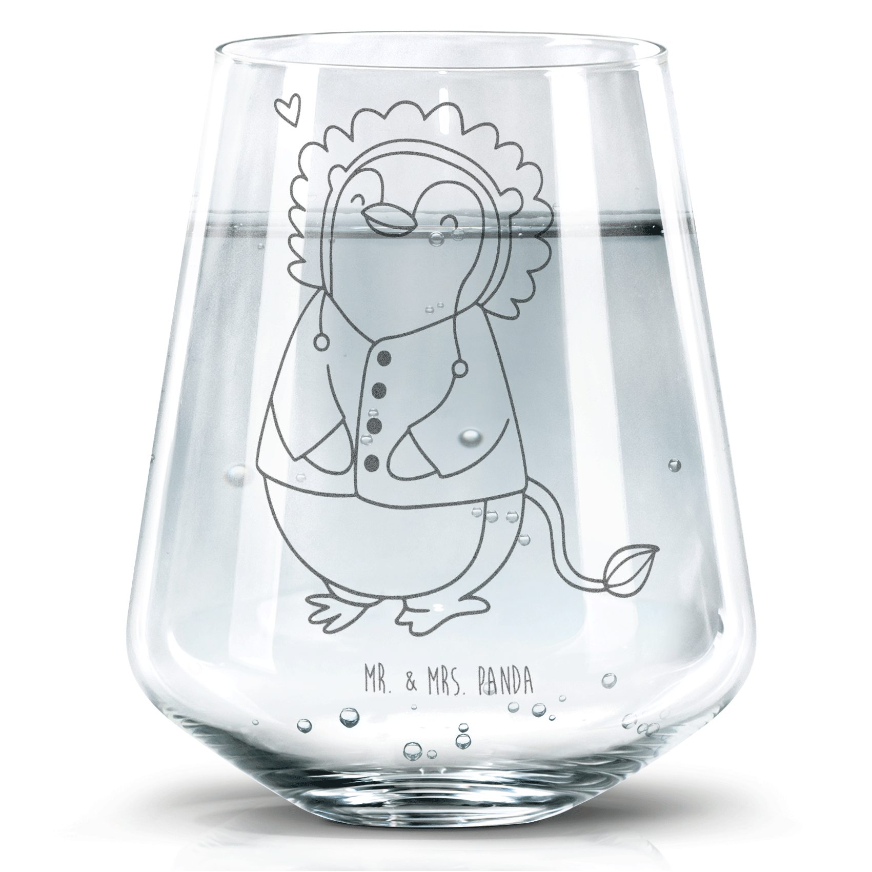 Mr. & Mrs. Panda Glas Löwe Astrologie, Trinkglas, Transparent, Sternzeichen, Trinkglas, Dek, 1-tlg., Premium Glas