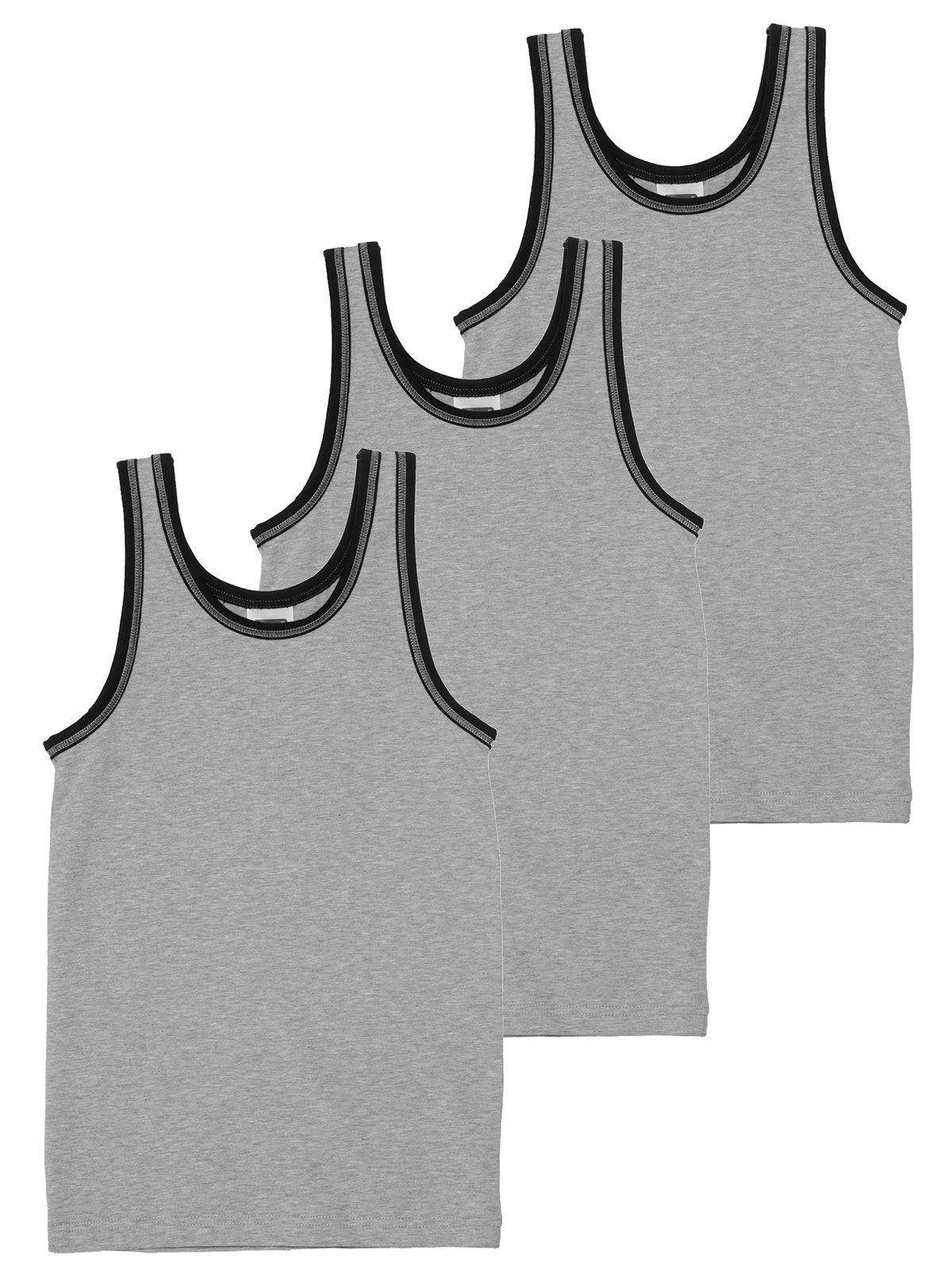 Sweety for Kids Sparpack steingrau-melange 6er Unterhemd - Single 6-St) weiss Unterhemd Jersey Knaben (Spar-Set