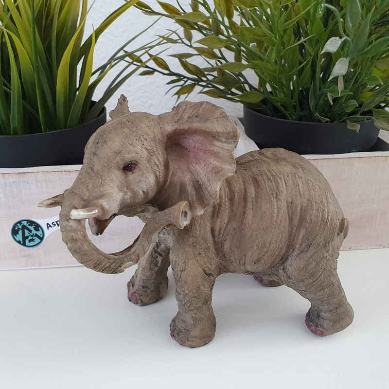Aspinaworld Dekofigur Afrika Deko stehende Elefant Figur 12 cm