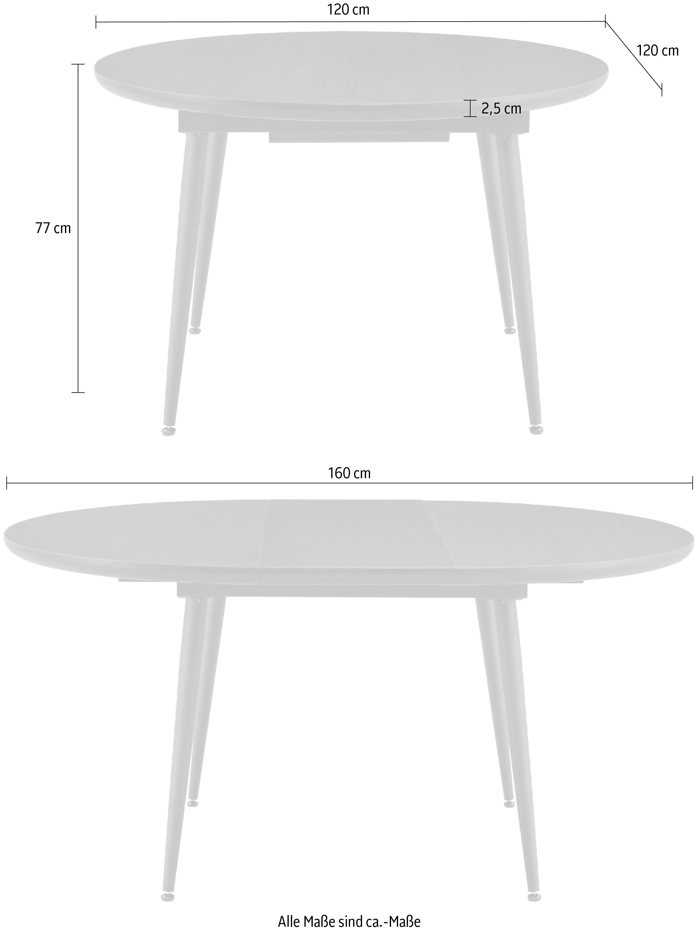 Duo Collection Esstisch Ausziehtisch Frida (1-St), 1,20m - 1,60m, Wildeichenoptik, stabiles Metallgestell, bis 100 kg – Bild 5 von 5
