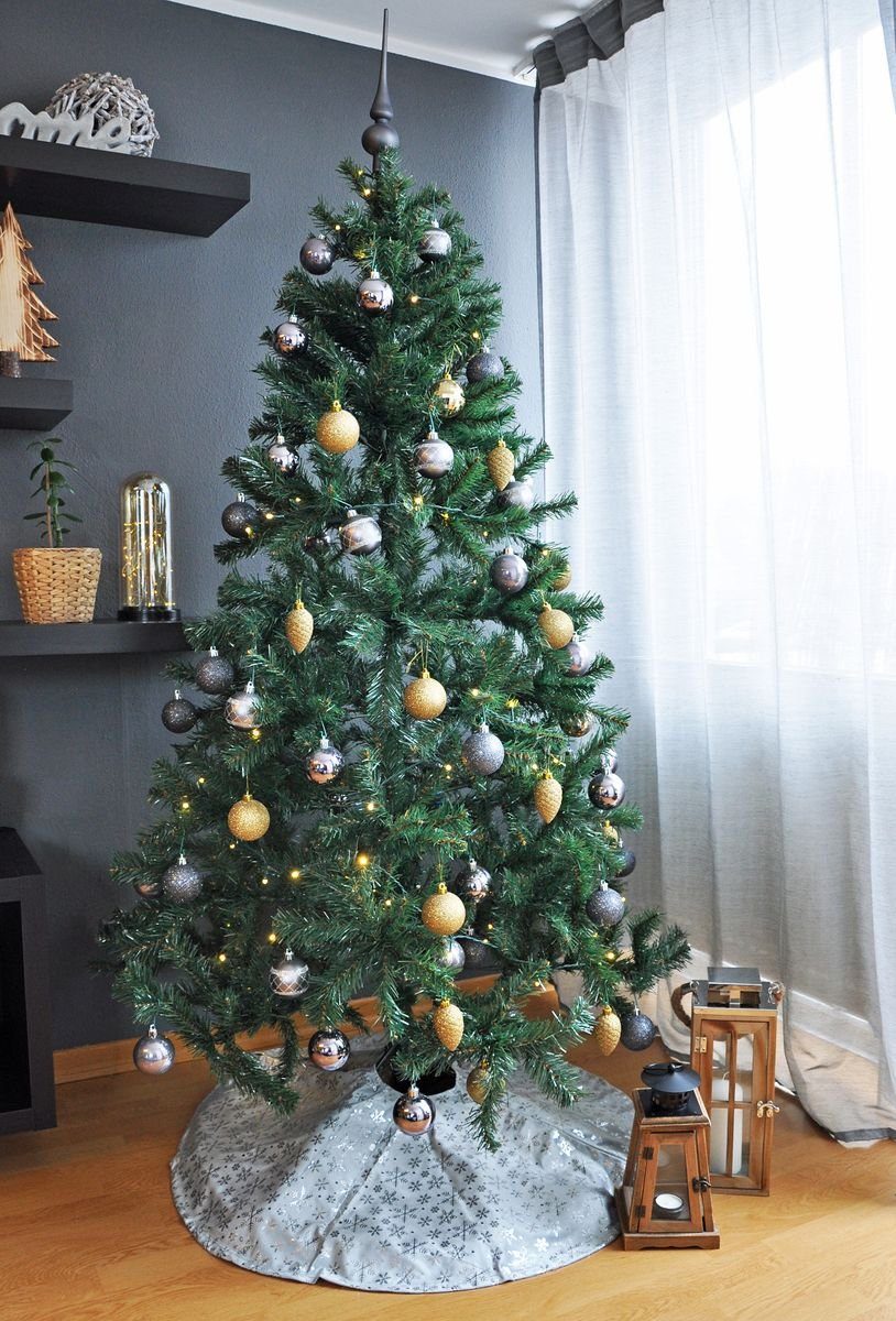 Silber Ø Tannenbaum, Unterlage Christbaumdecke Weihnachtsbaumdecke Kuschlige Tannenbaumdecke / Baumteppich Weihnachtsbaum Weihnachtsbaumdecke Schneeflocke Decke 120cm Rund JACK