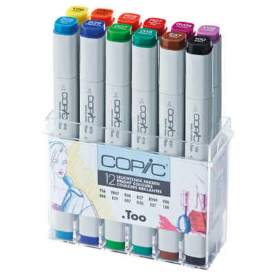 COPIC Marker Marker Classic Set - Leuchtfarben - 12 Stück, (12-tlg)