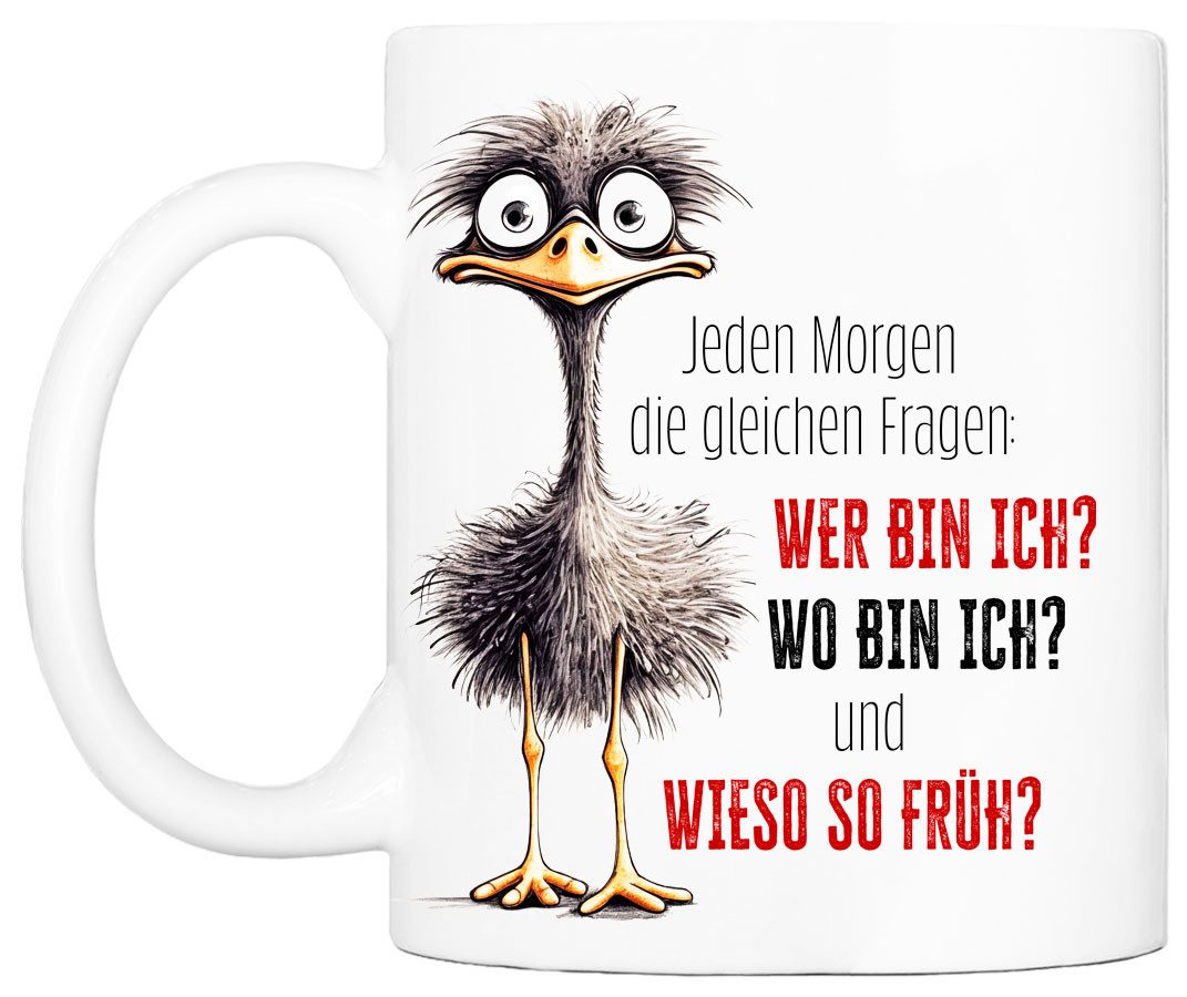 Cadouri Tasse mit Spruch JEDEN MORGEN Kaffeetasse Büro Arbeit, Geschenk, Keramik, Kaffeebecher, Geschenkidee Arbeitskollege, lustig, Humor, 330 ml