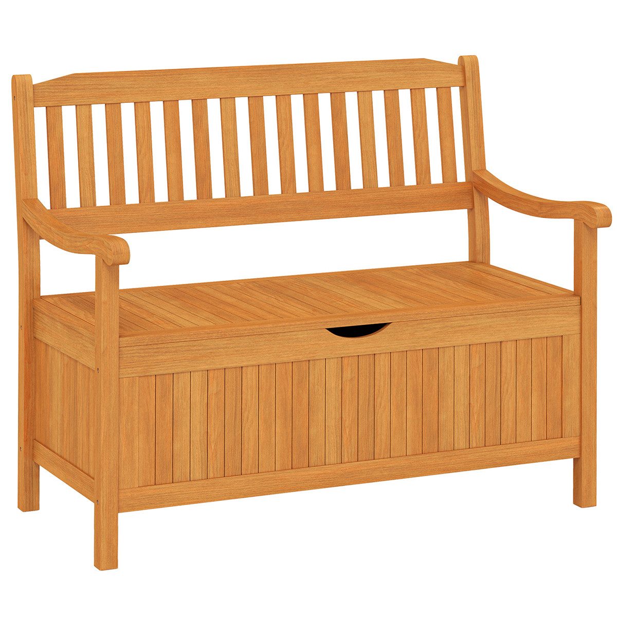 COSTWAY Gartenbank, 2 Sitzer, mit Stauraum & Innensack, Massivholz, 360kg, 107cm
