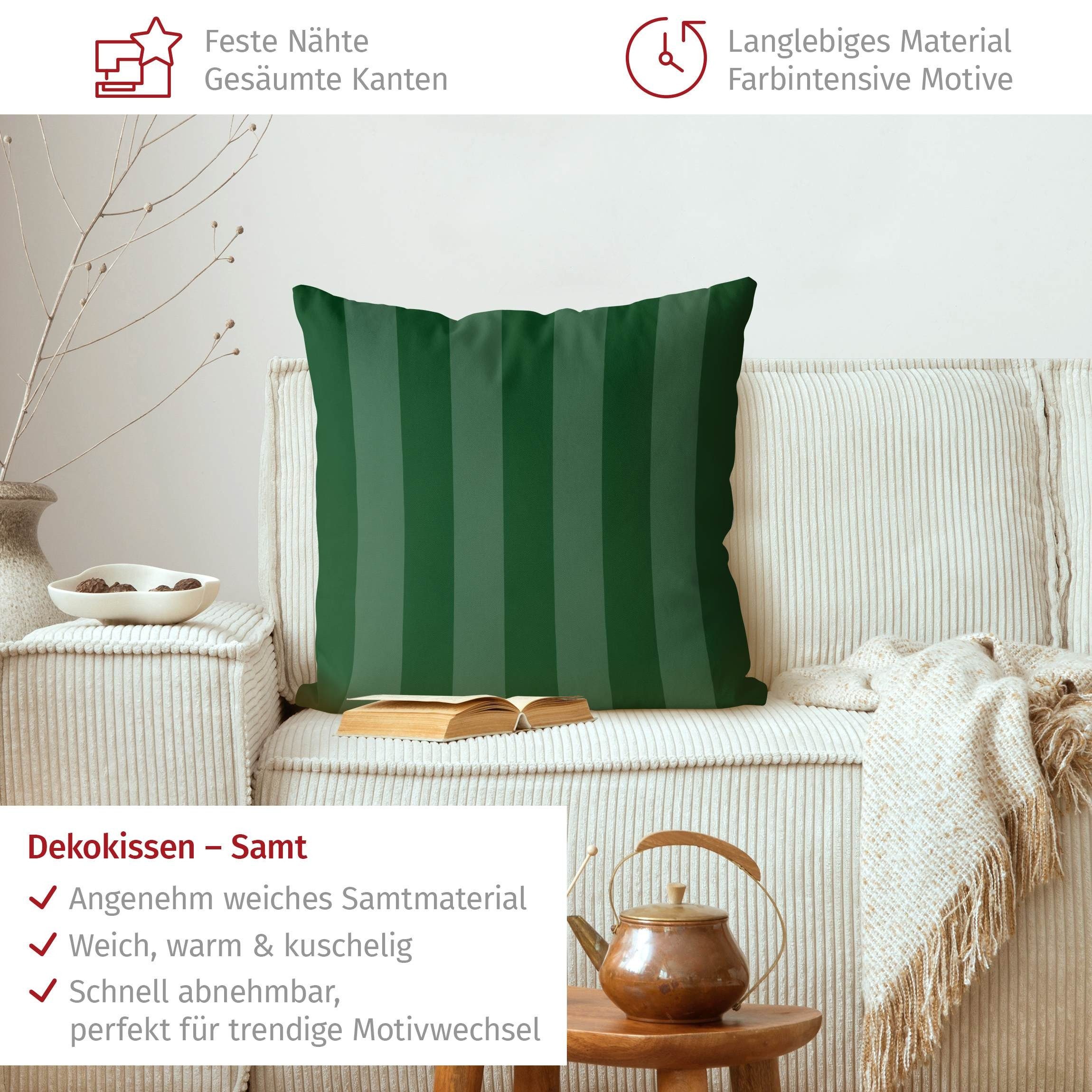 Bilderdepot24 Dekokissen drinnen Kissenhülle/ Sofakissen/ Zierkissen grün Muster, Bezug mit / ohne Füllung Zierkissen Outdoor Sofa Bett