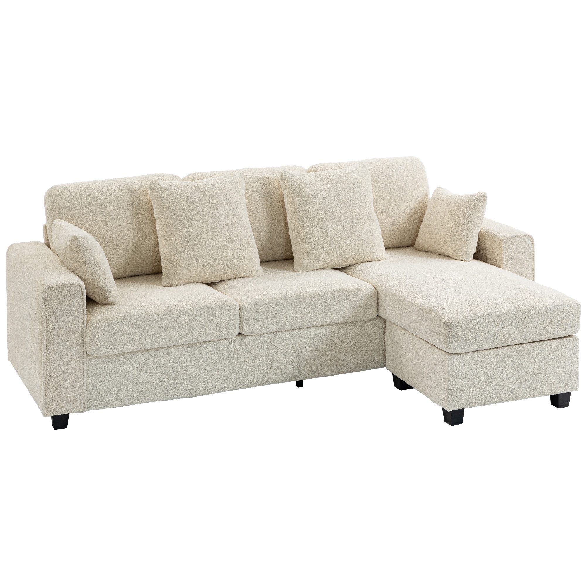 HOMCOM Ecksofa breite Sitzfläche Couch, Couch 1 Teile, 18 cm dicke Kissen, reversible Chaiselongue, robust bis 400 kg
