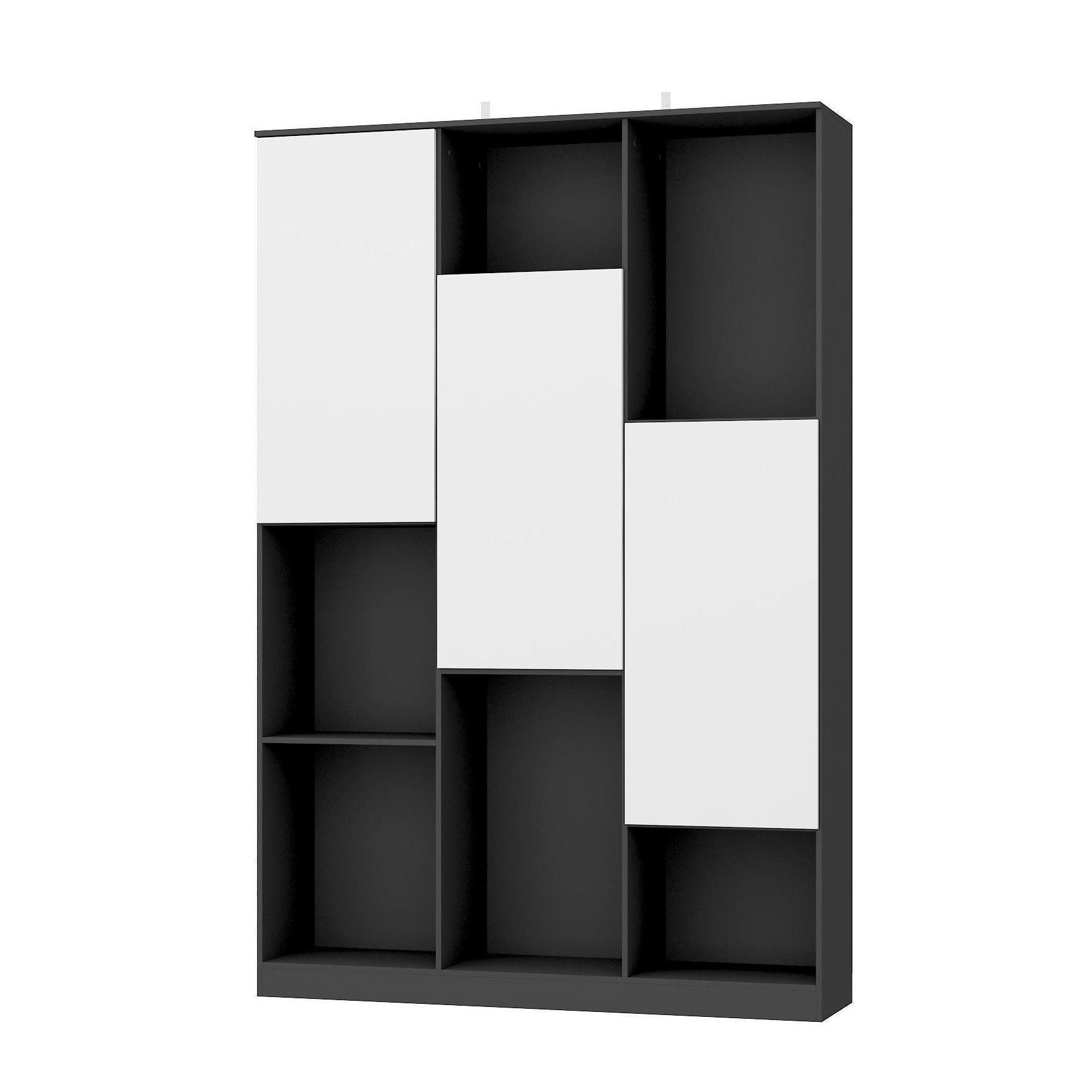 FUFU&GAGA Bücherregal 3 Türen und 12 Stauräume,120*30*160cm, Schwarz+weiß, günstig online kaufen