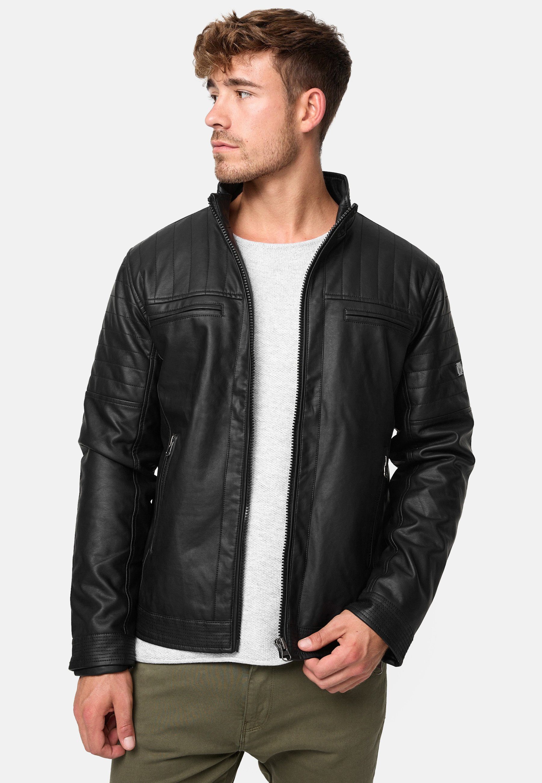 INDICODE Lederimitatjacke Herren Brook Übergangsjacke Herrenjacke mit stilvollen Applikationen