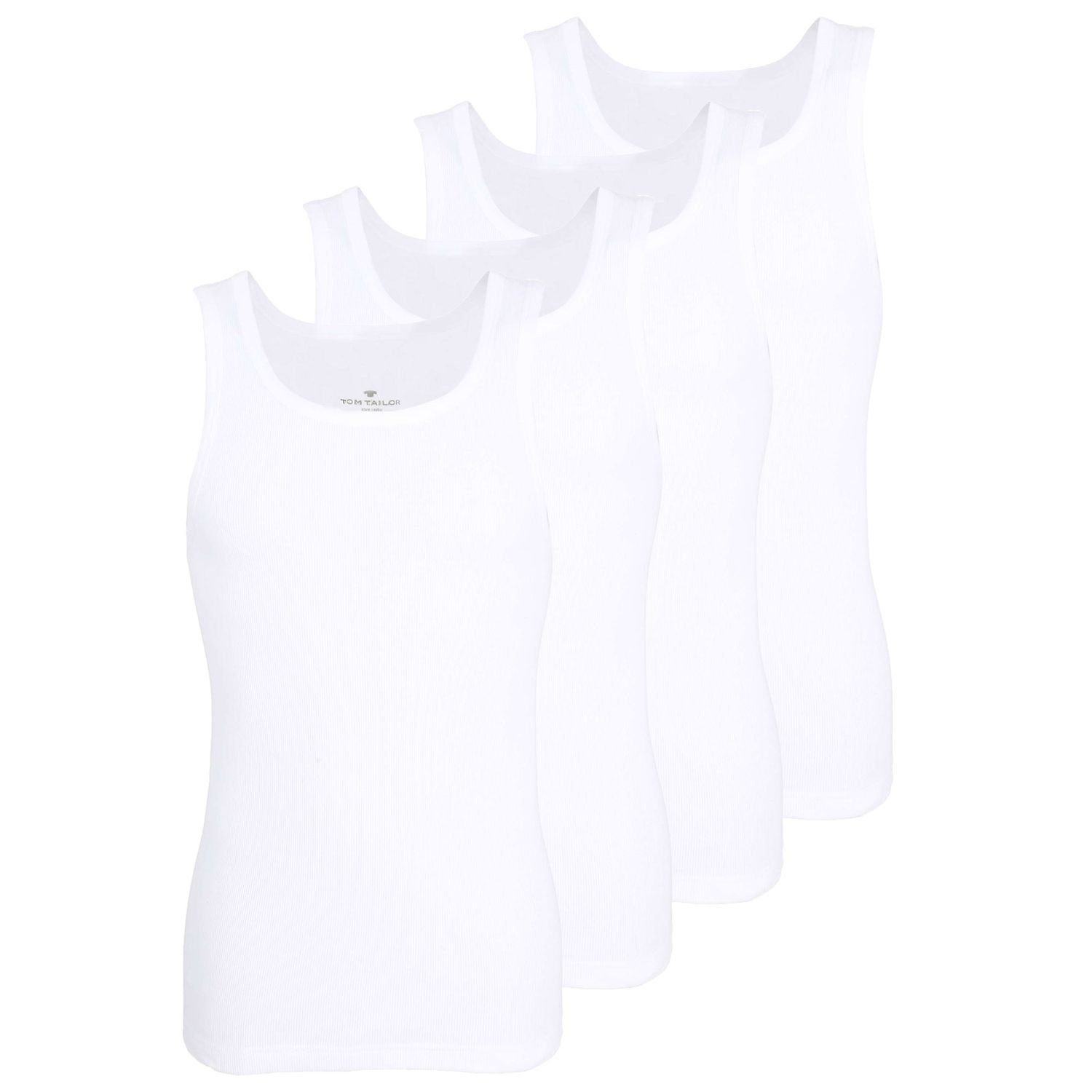 TOM TAILOR Unterhemd (Mehrpack, 4-St) Doppelripp, Baumwolle, hautfreundlich, im 4er Pack Weiß