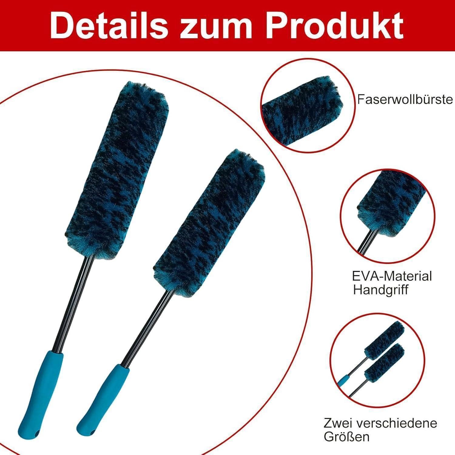 LuxusKollektion Reinigungsbürsten-Set Auto Reinigungsset 5tlg Felgenbürste Mikrofaser Innenraum C