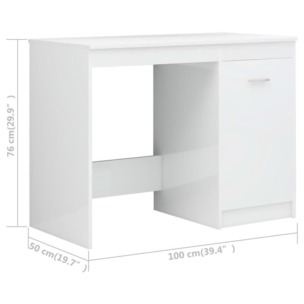 Holzwerkstoff 140x50x76 Schreibtisch furnicato Hochglanz-Weiß cm