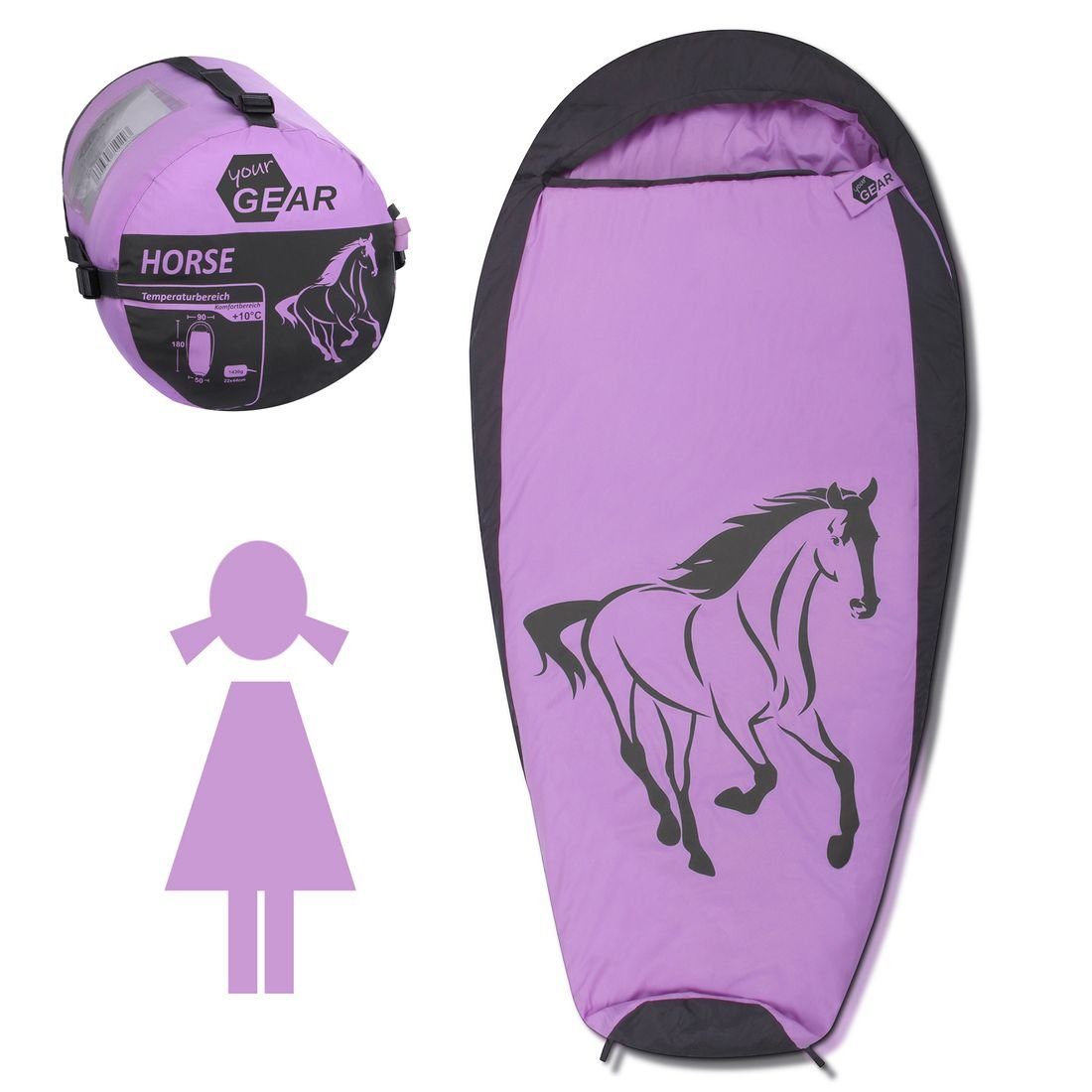 yourGEAR Kinderschlafsack yourGEAR Kinderschlafsack Horse Mumienschlafsack günstig online kaufen