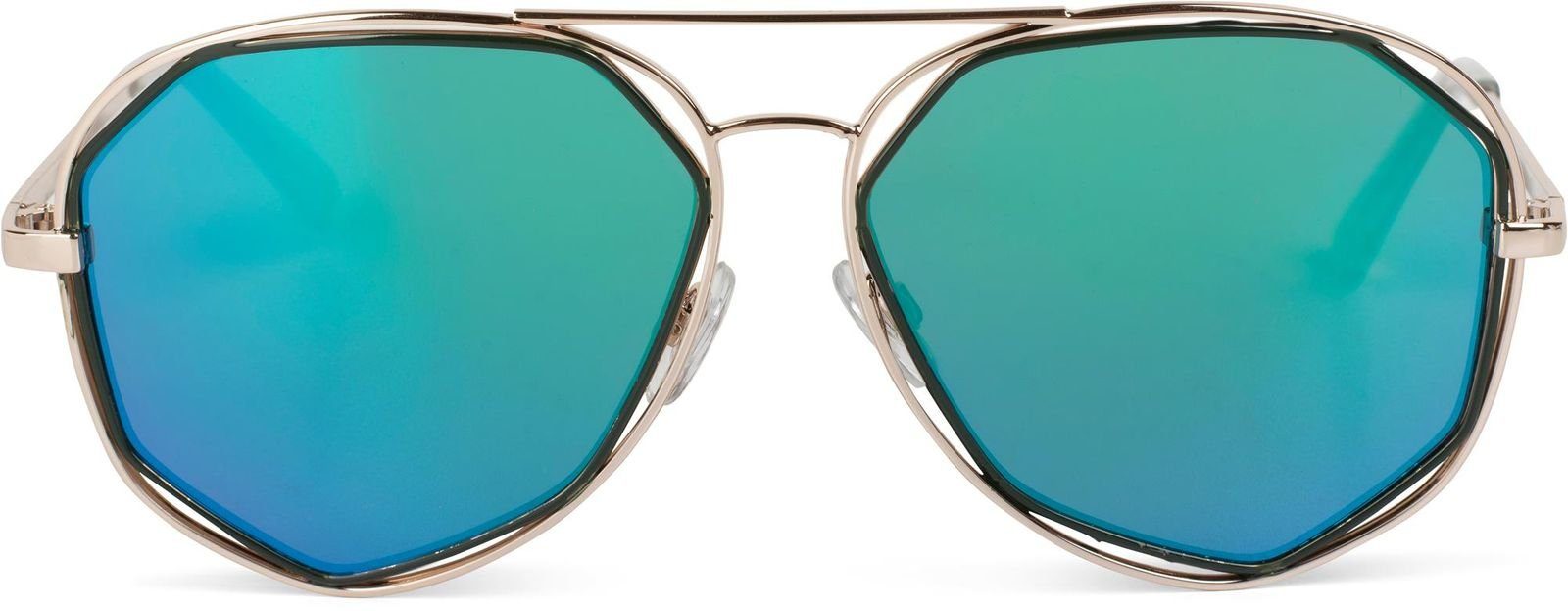 Gold Sonnenbrille Grün-Blau Glas (1-St) Verspiegelt verspiegelt / styleBREAKER Gestell