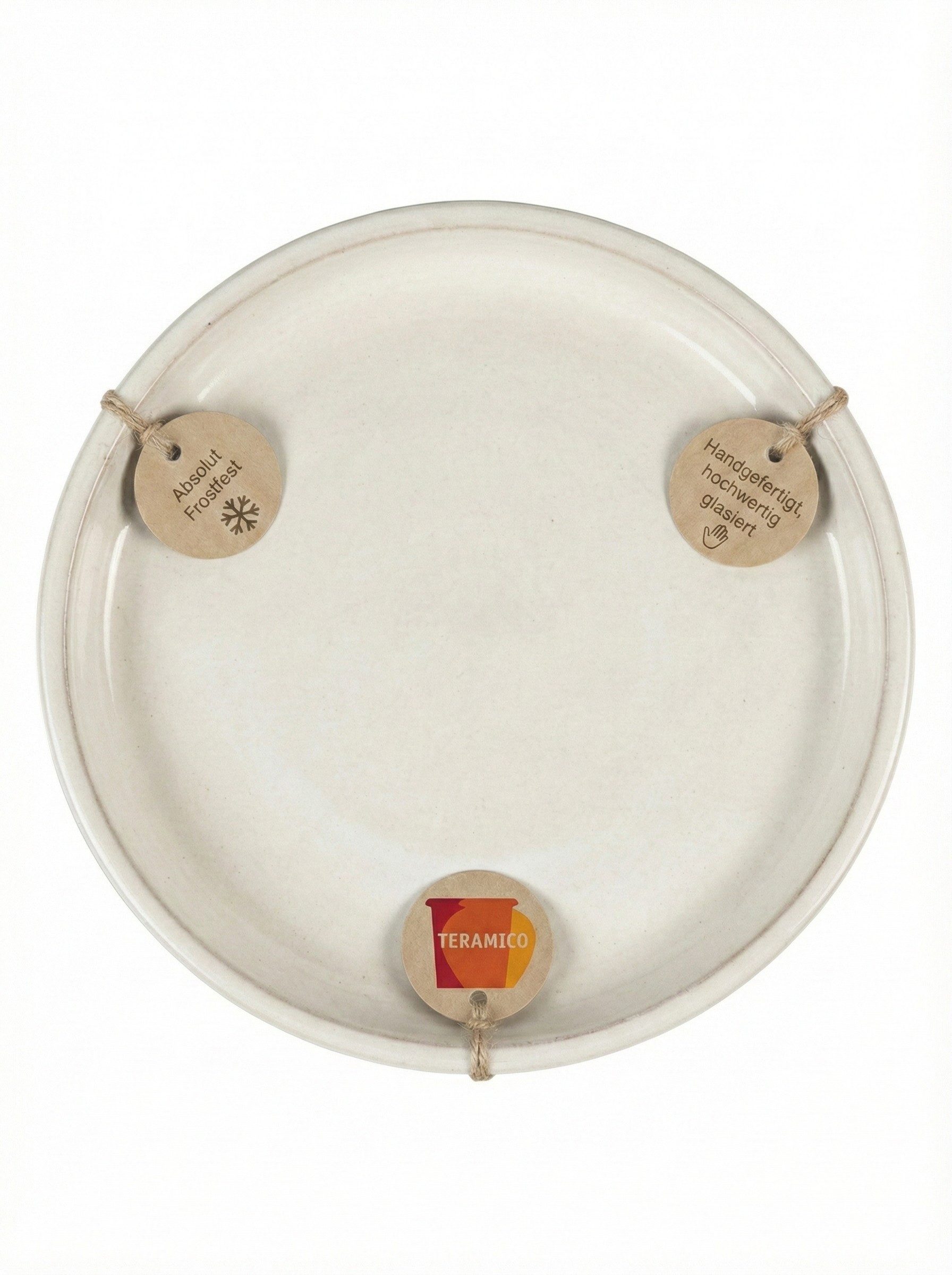 Teramico Blumentopfuntersetzer Keramik Untersetzer Grau-Weiß – Ø 24 cm – Wasserdicht & Handgefertigt, Zubehör für Alle Holzkisten 50x40x30cm, 100% Frostfest