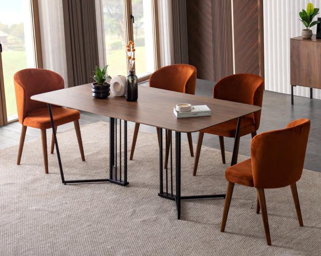 JVmoebel Stuhl Stuhl Orange Esszimmer Made In Luxus, Modern Stühle Design Stoff Europe Polster