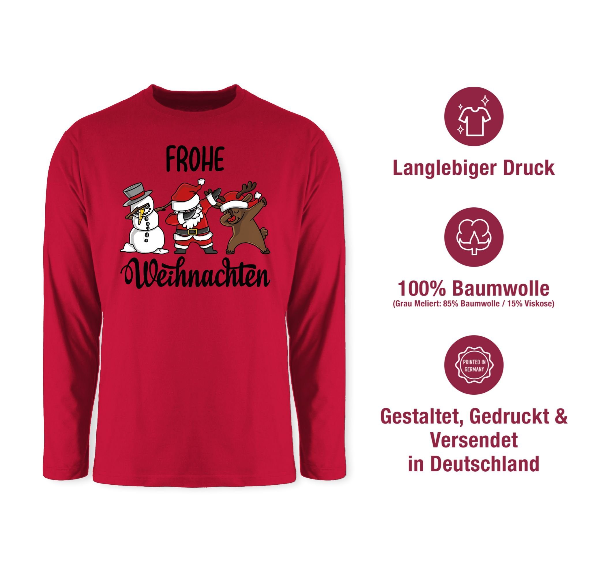 Dabbing Frohe Weihnachten Kleidung Rundhalsshirt Weihachten Shirtracer Rot 1
