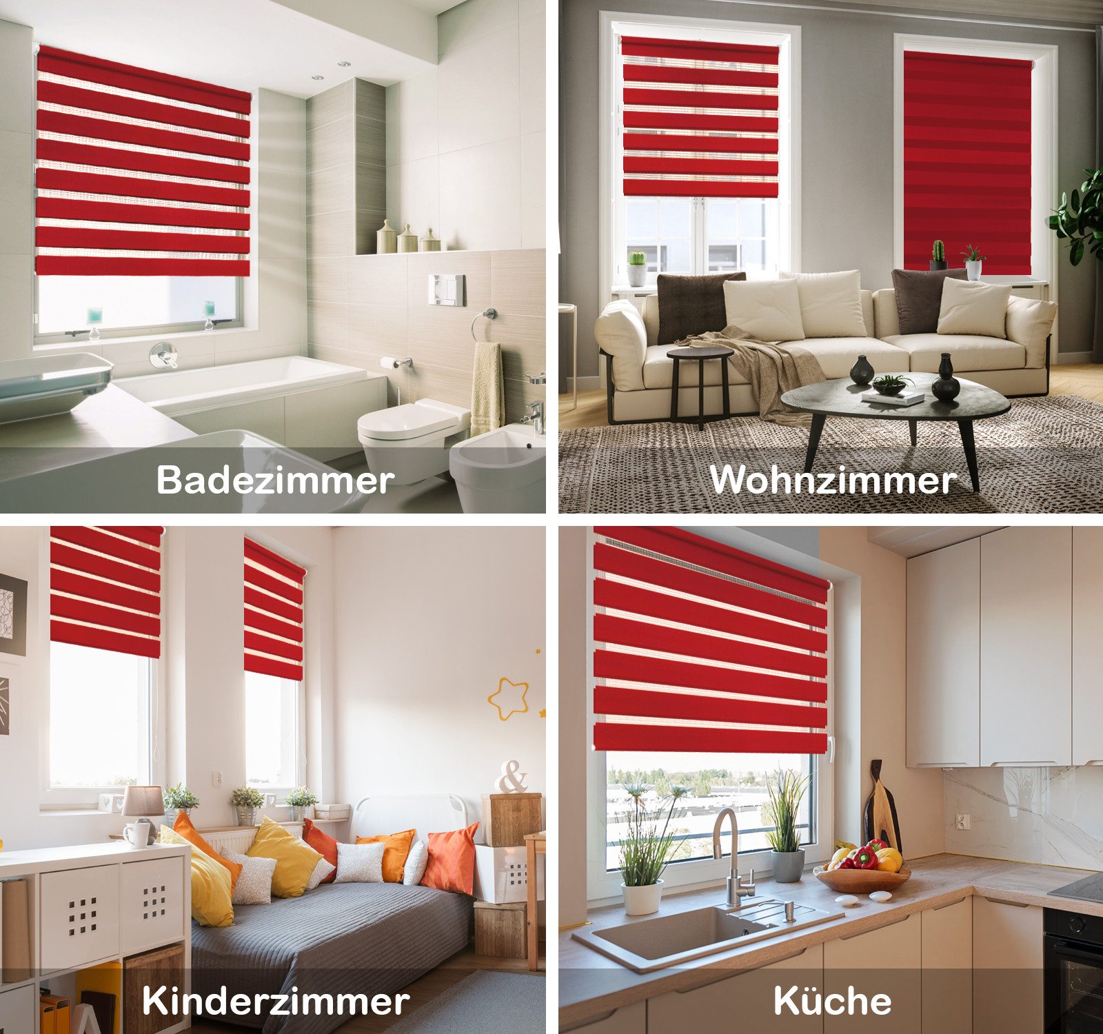 Doppelrollo Duo-Rollo Klemm Fix, Fenster-Rollo Ohne Bohren, DomDeco, Klemm- oder Schraubmontage, Klemmbar, Kettenzug, ohne Bohren, Sicht- und Blendschutz