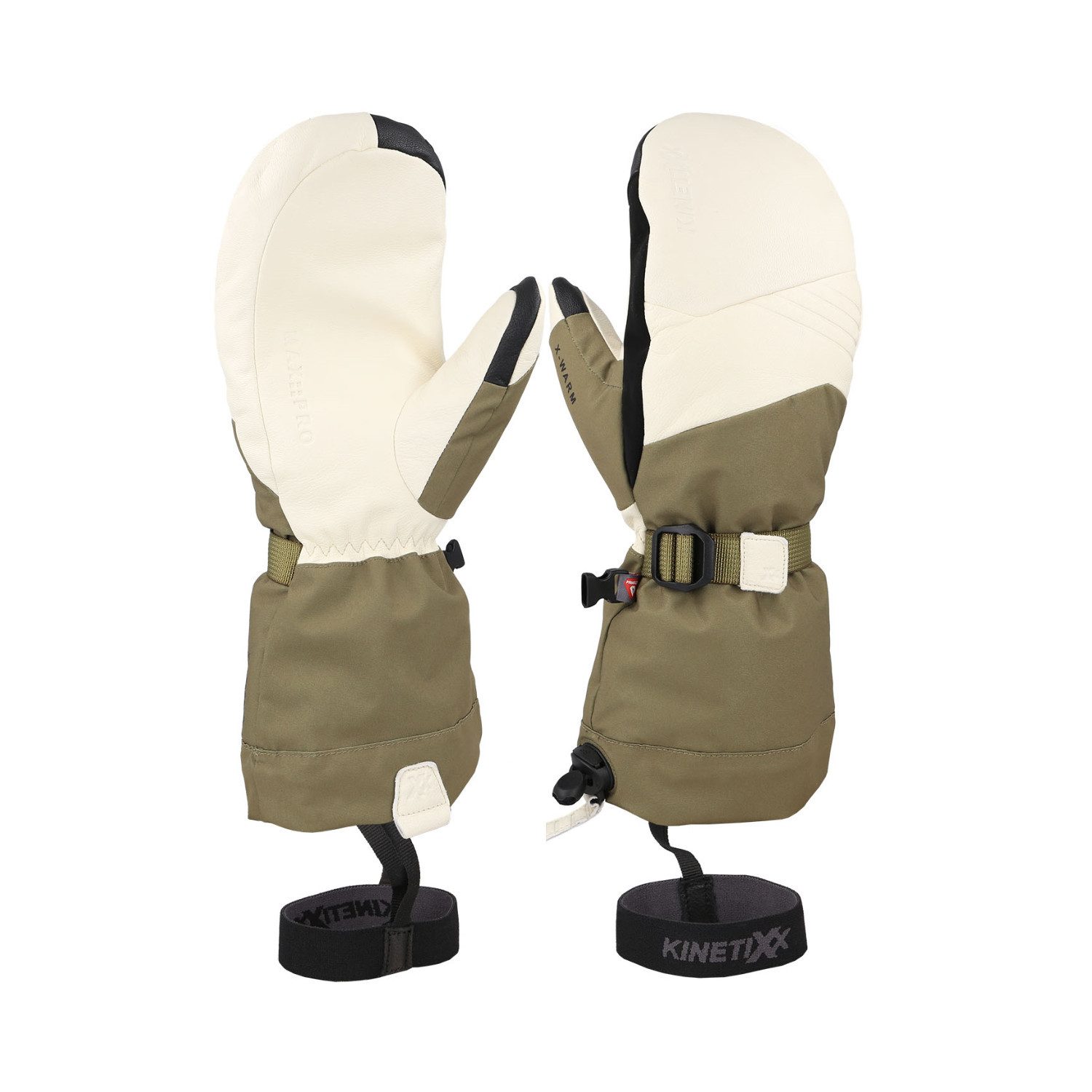 Kinetixx Skihandschuhe KinetiXx Akima Mitten GTX® Damen Skihandschuh (in Schwarz, Cream oder Olive/White) Grip, Atmungsaktiv, Kälteschutz, Winddicht, Wasserdicht