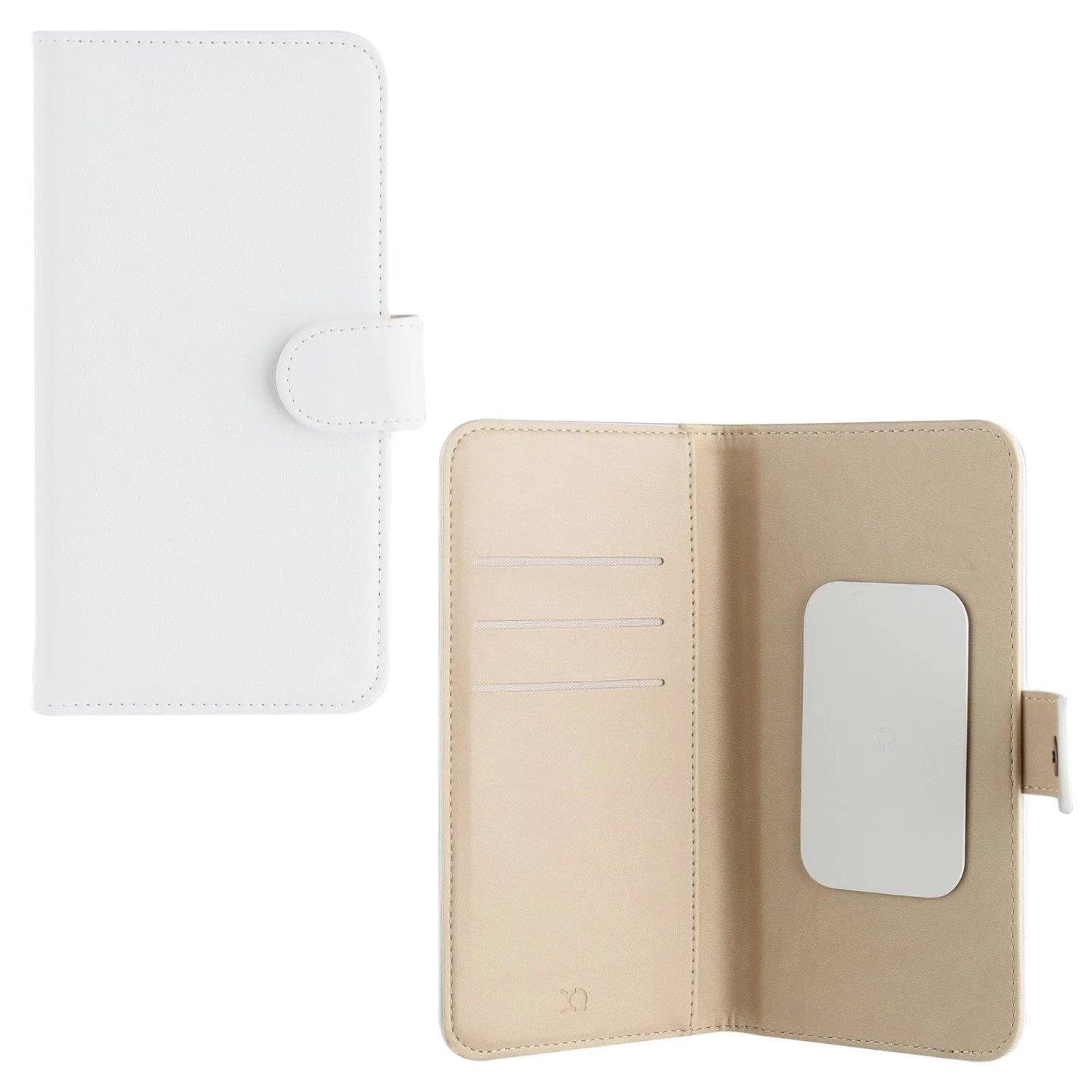 XQISIT Handyhülle Universal Booklet Wallet 5,2" bis 6,7" Weiß, Klapp-Tasche Schutz-Hülle Case Book-Cover Kartenfach Magnet-Verschluss
