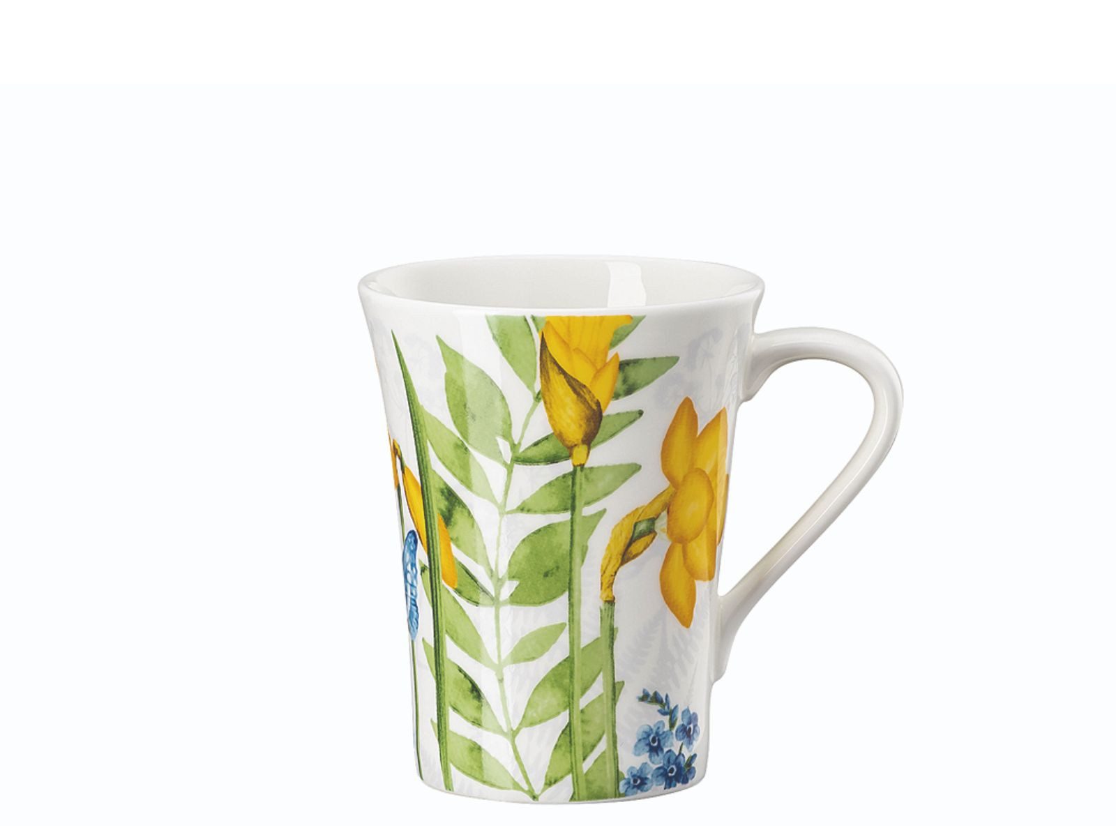 Hutschenreuther Becher Nora Big Flowers Osterglocke Becher mit Henkel, Bone China, Tassen