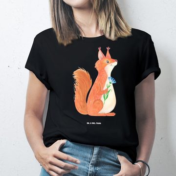 Mr. & Mrs. Panda T-Shirt Eichhörnchen Blume - Schwarz - Geschenk, Männer, Gute Laune, Tiermoti (1-tlg)