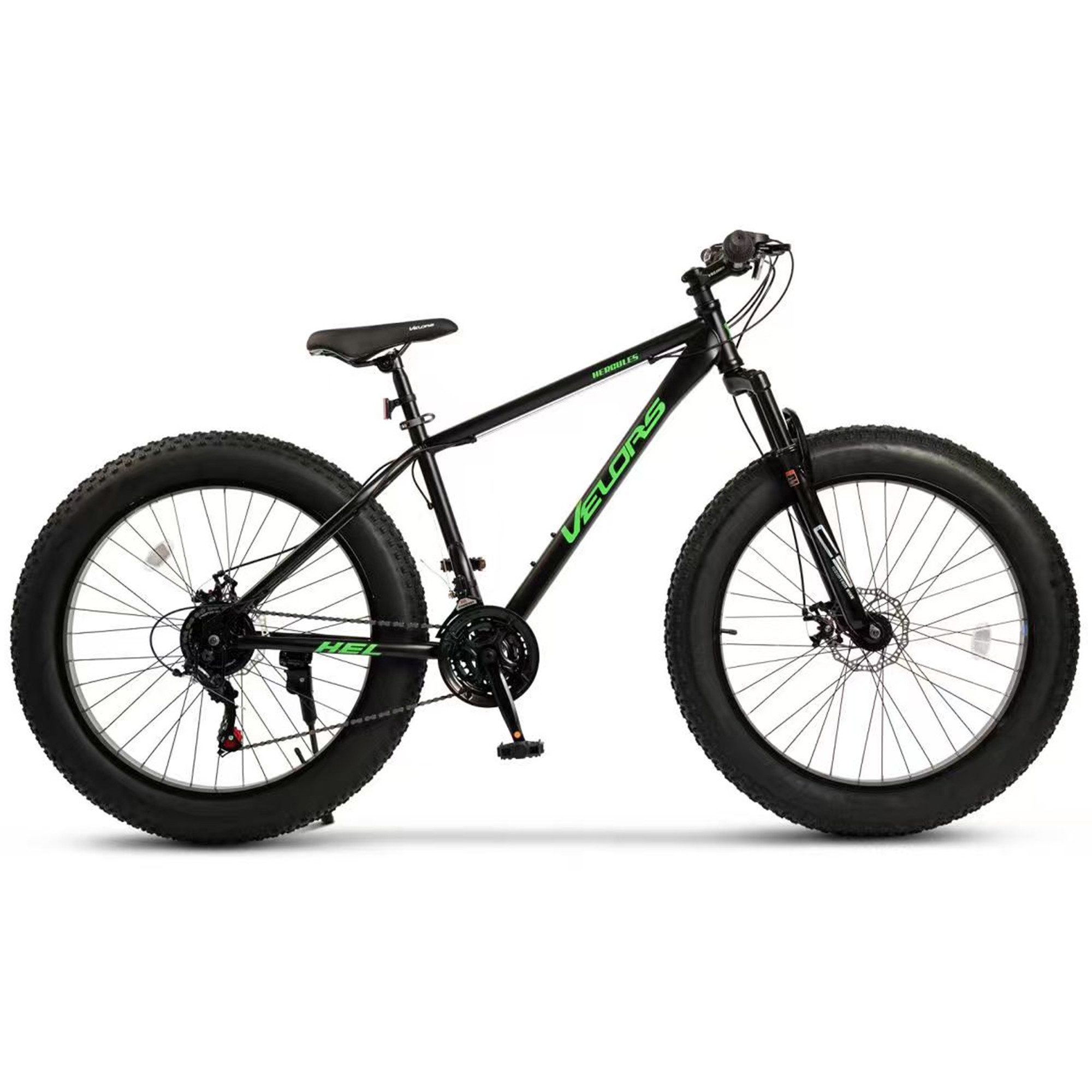 Velors Fatbike 26 Zoll Mountainbike 4,0 Fatbike MTB für Herren Damen, Jungen, 21 Gang Shimano Tourney Schaltwerk, Kettenschaltung, (hochwertiger Rahmen, mechanische Scheibenbremse), Fat Bike Mountainbike