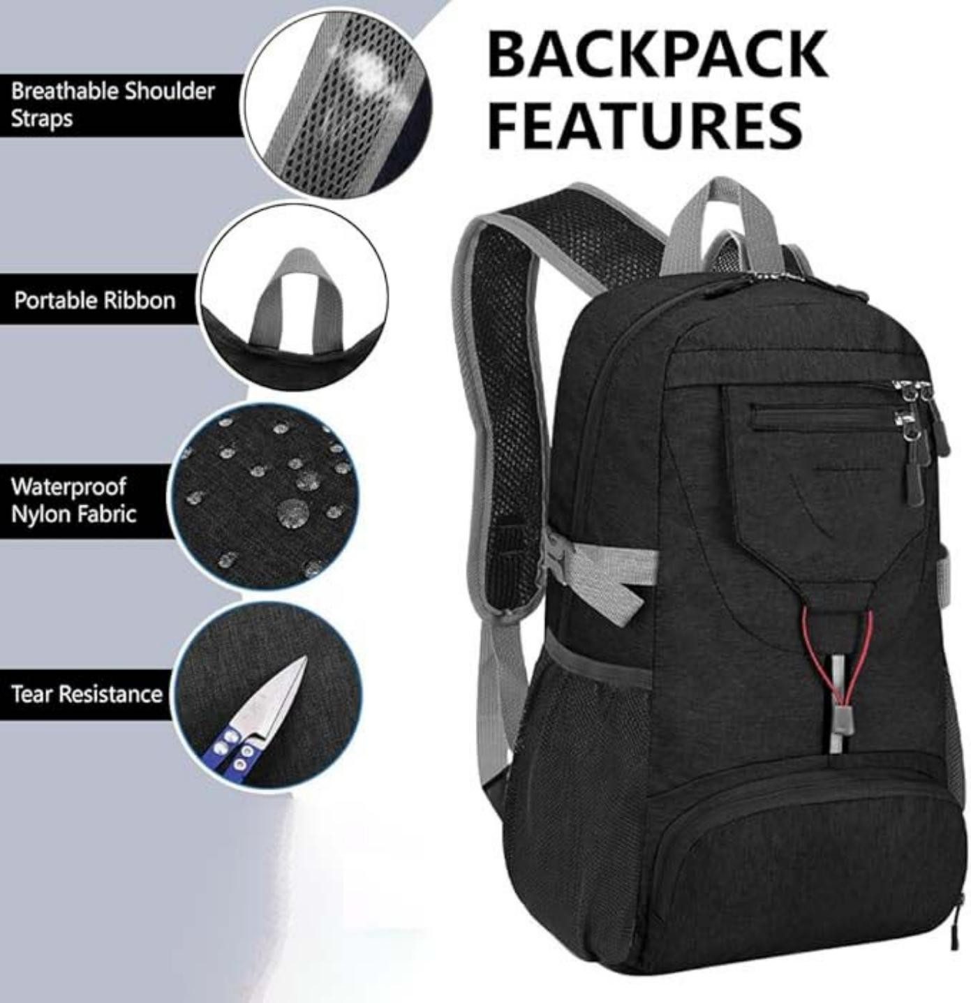 Coonoor Wanderrucksack Leicht Wanderrucksack Klein, 20L Faltbarer Rucksack Ultra