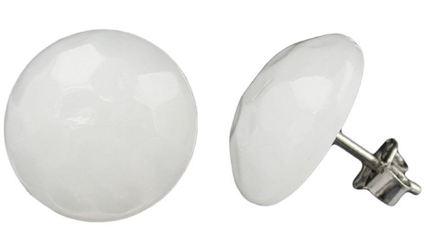 unbespielt Paar Ohrstecker Ohrringe creme-weiß Kunststoff 14 mm flach gewöl günstig online kaufen