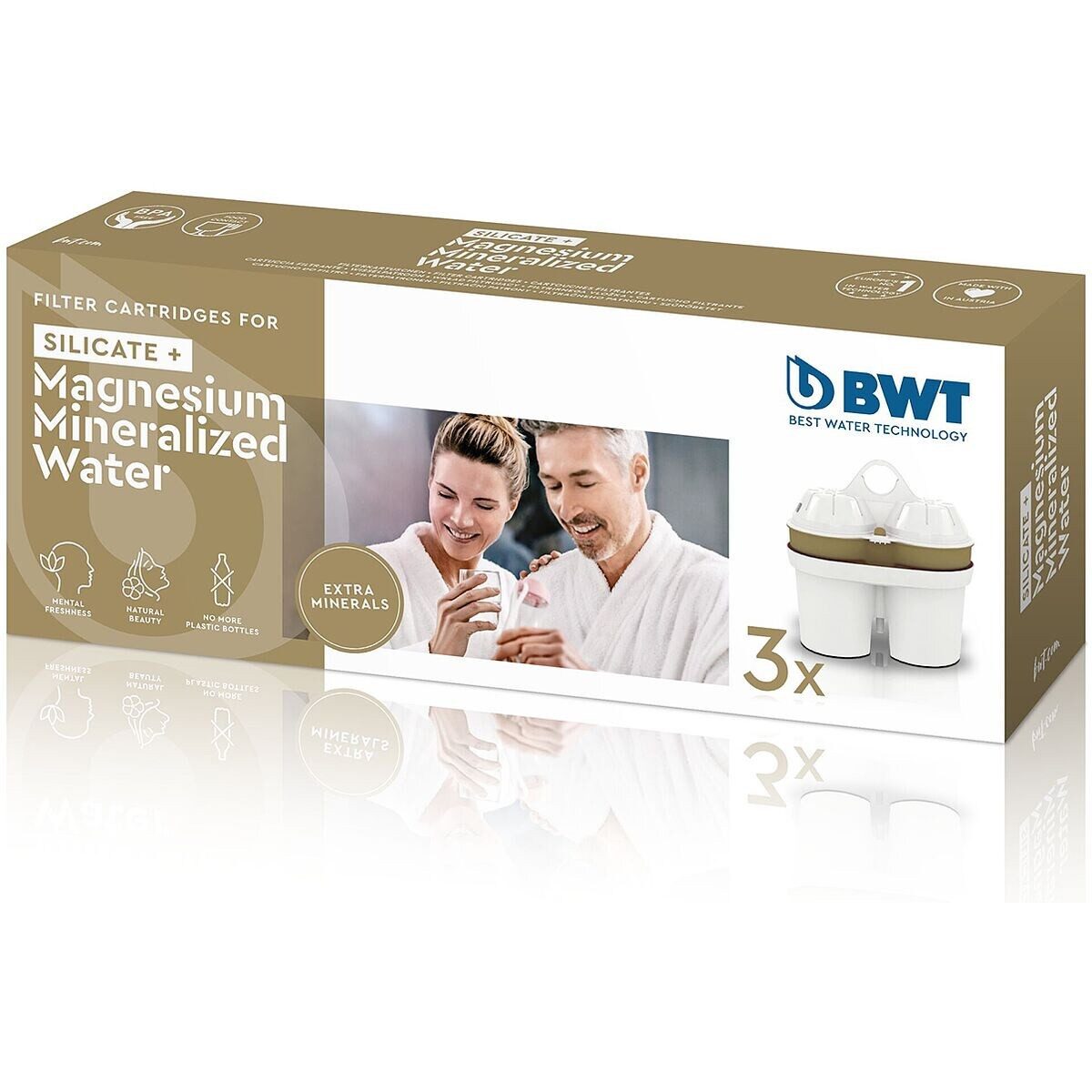 BWT Wasserfilter Silicate + Magnesium Mineralized Water, Zubehör für BWT Wasserfiltersysteme, Filterkartuschen-Set, 3er Pack
