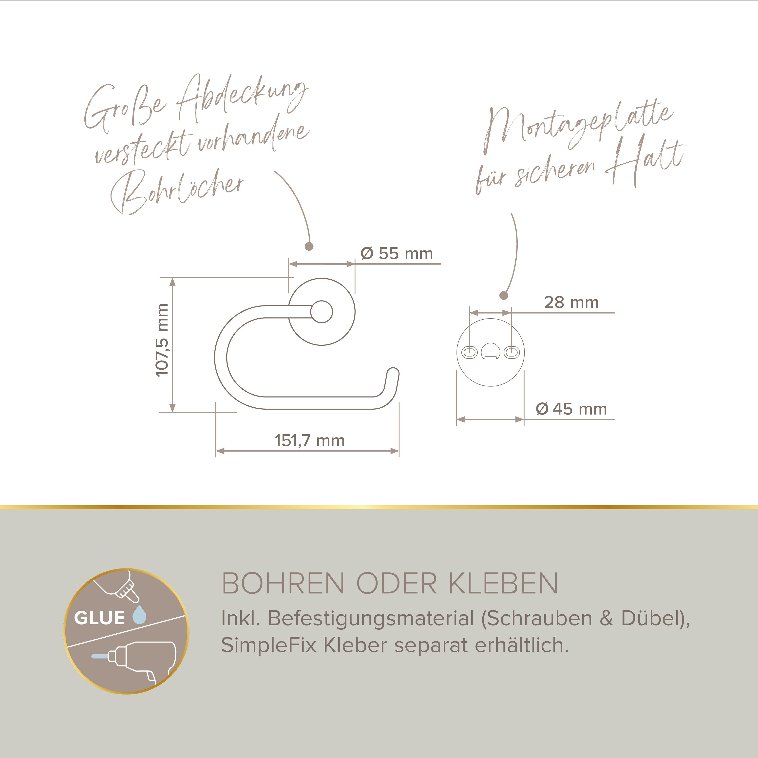 Lenz Toilettenpapierhalter HYGGE, NERO – Bild 4 von 5
