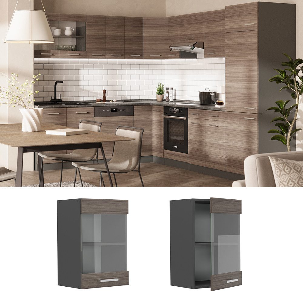 Vicco Glashängeschrank R-Line, Edelgrau/Anthrazit, 40 cm günstig online kaufen