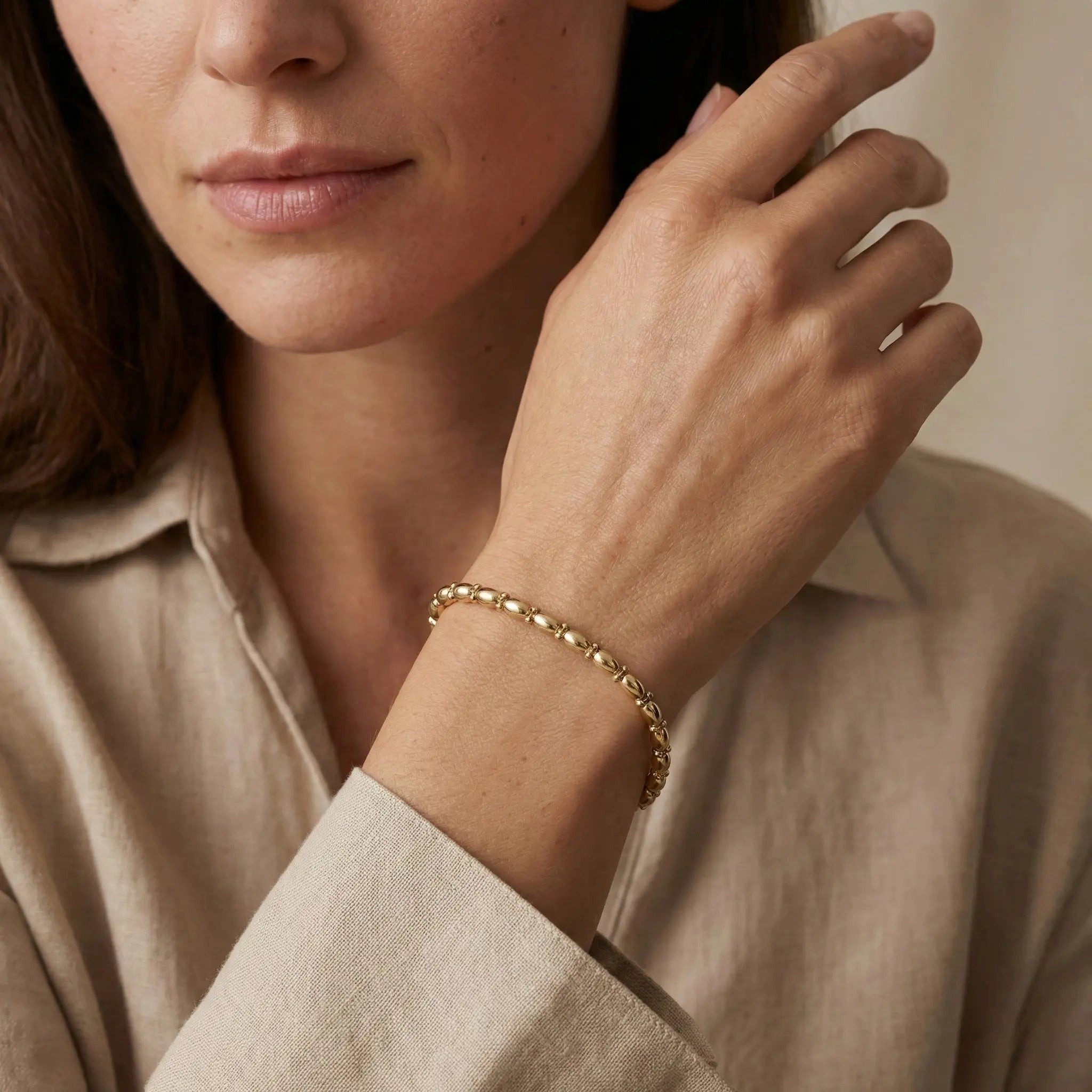 Suzan Gold Goldarmband 375 Echtgold Oliva Loop ovale Gliederelemente