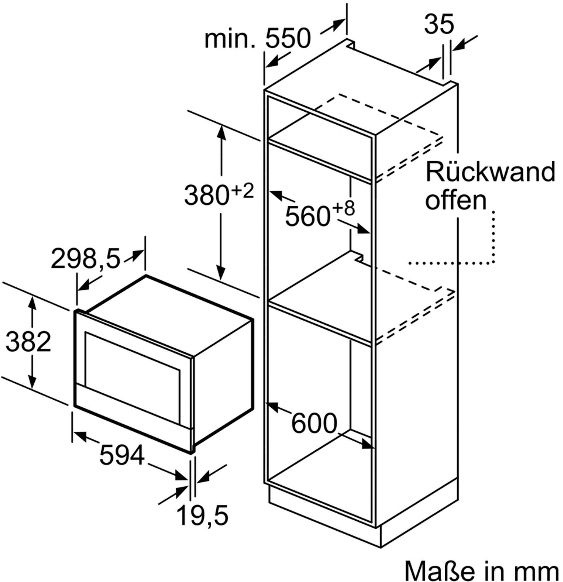 Image of BOSCH Einbau-Mikrowelle BEL634GS1, Grill, Mikrowelle, 21 l