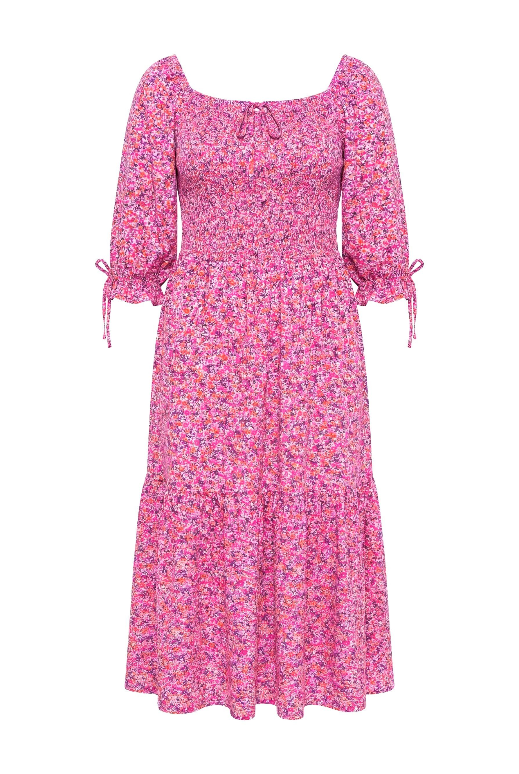 Angel of Style Jerseykleid Smokkleid Midilänge Minimal-Muster 3/4-Puffärme