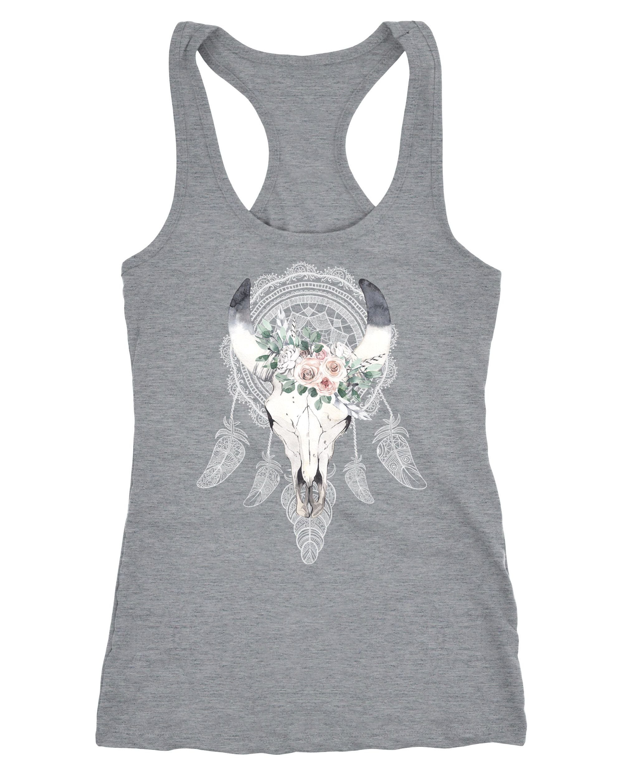 Neverless Tanktop Damen Tank-Top Boho Skull Totenkopf Schädel Traumfänger Dreamcatcher