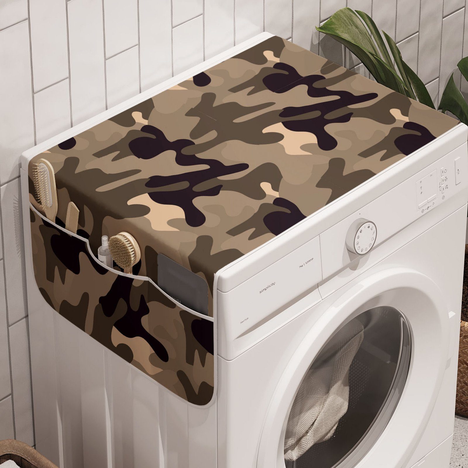 Erdtöne Trockner, und Badorganizer Waschmaschine Abakuhaus Anti-Rutsch-Stoffabdeckung für Camo Tarnung