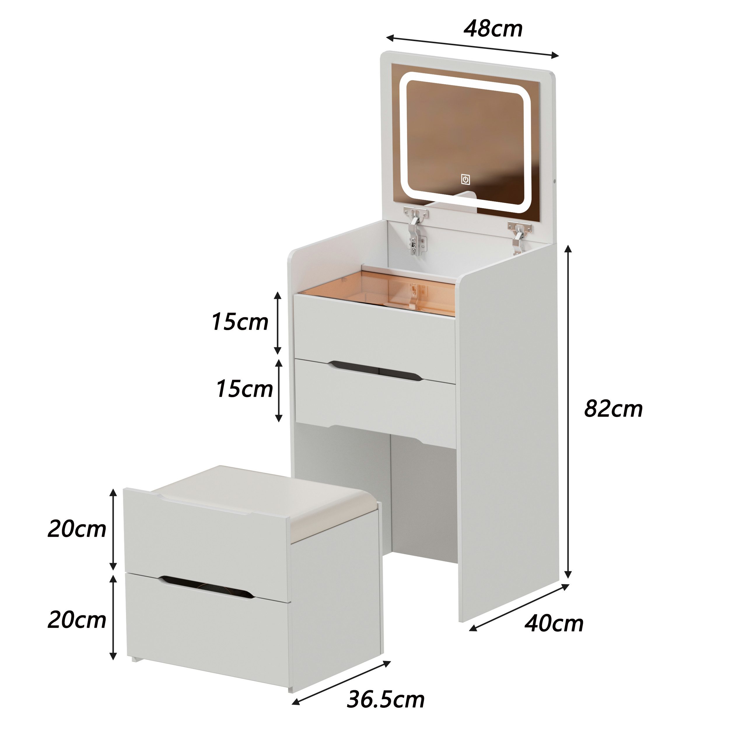 TWSOUL Schminktisch Multifunktionaler Schminktisch, Schminktisch mit LED-Be günstig online kaufen