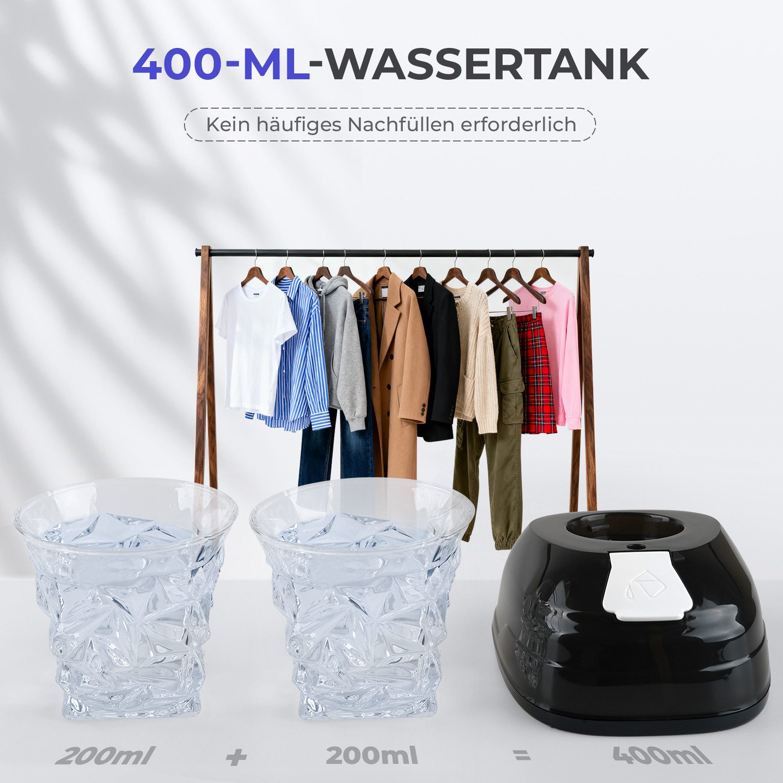 kowdom Dampfbügeleisen 1800W, 3 Stufen, 400ml – Reisebügeleisen, 1800 W, Tragbar, Kompakt, 3 Dampfstufen, Schutzfunktionen